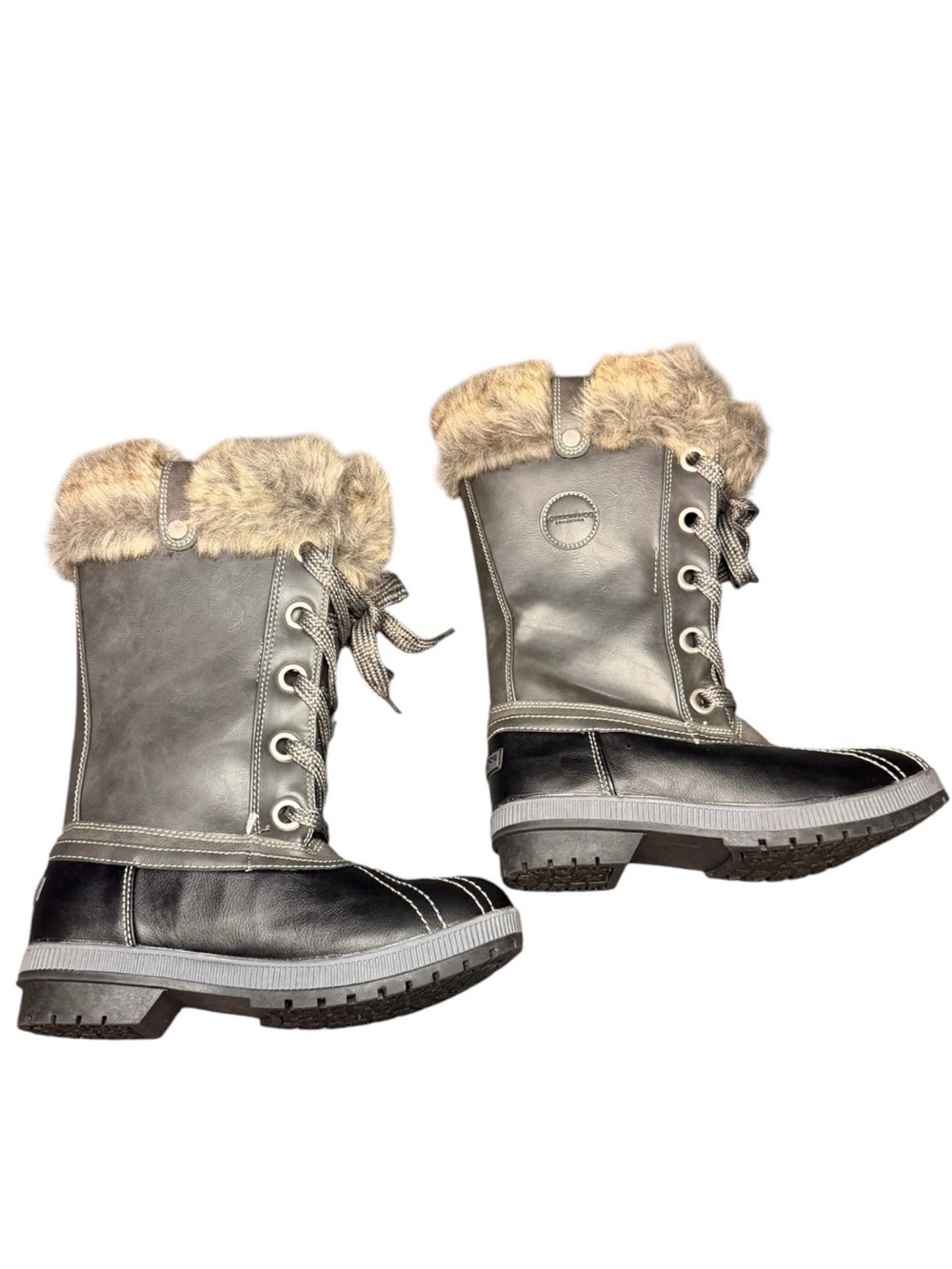 London Fog Melton 2 Winter Boots Women’s Size 10 Black Faux Fur Snow Boots - Picture 3 of 3